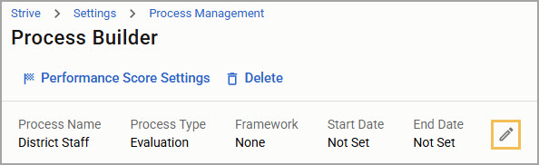 Process Builder interface showing evaluation details and the ability to edit them.